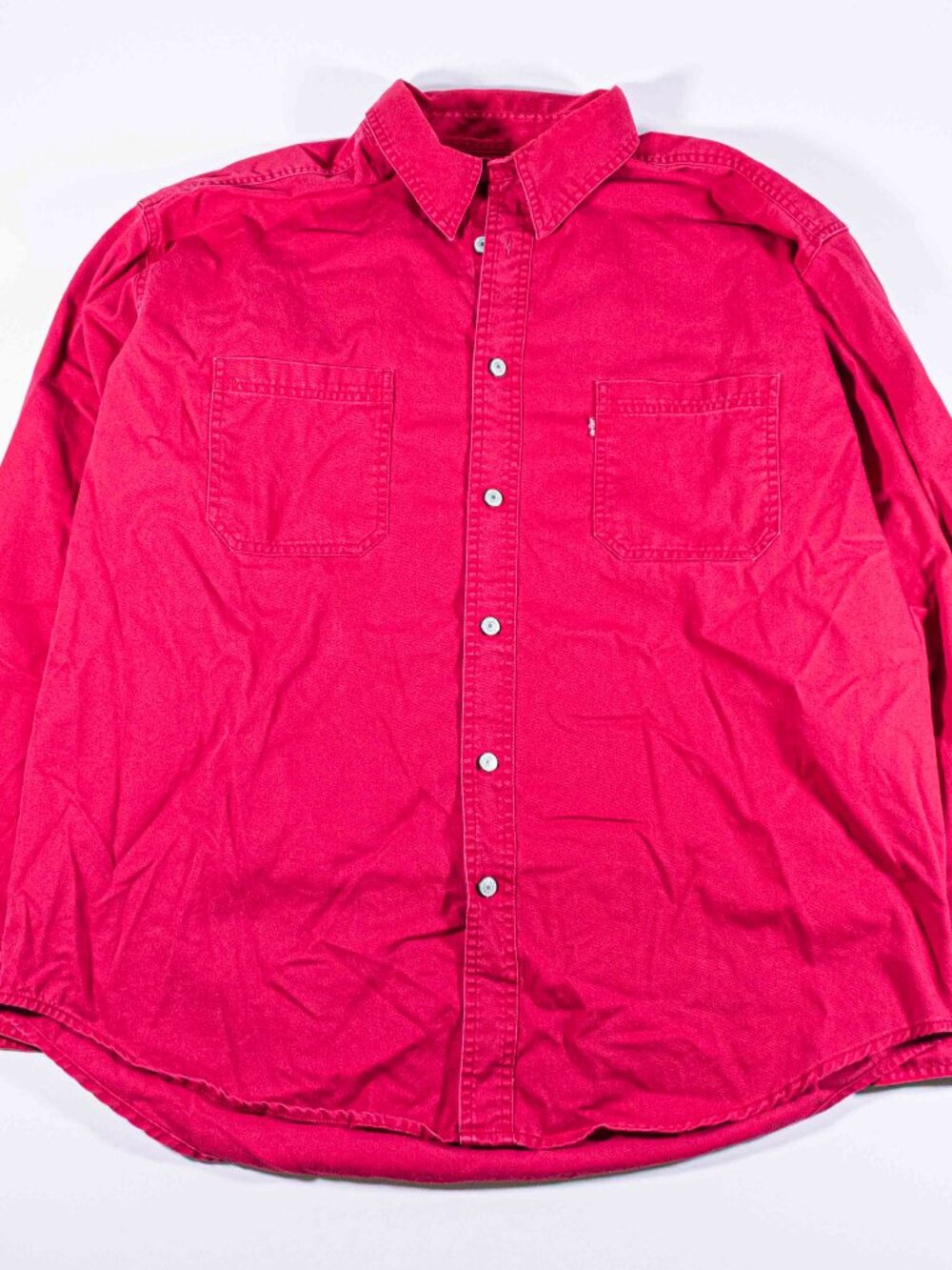 Vintage Y2K Levis Red Denim Utility Work Shirt Mens XL Workwear Grunge Skate